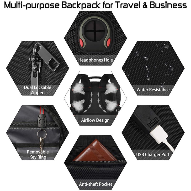 Mogplof 18.4 Inch Laptops Backpack, 55-60L Extra Large Travel Laptop Backpack with USB Charging Port, TSA Friendly Flight Approved and RFID Anti-Theft Pocket, Water Resistant Suiltable for Large Gaming Laptop - Image 3